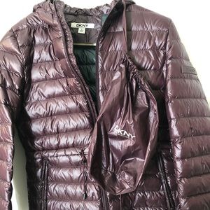 DKNY puffer jacket in plum. NWOT